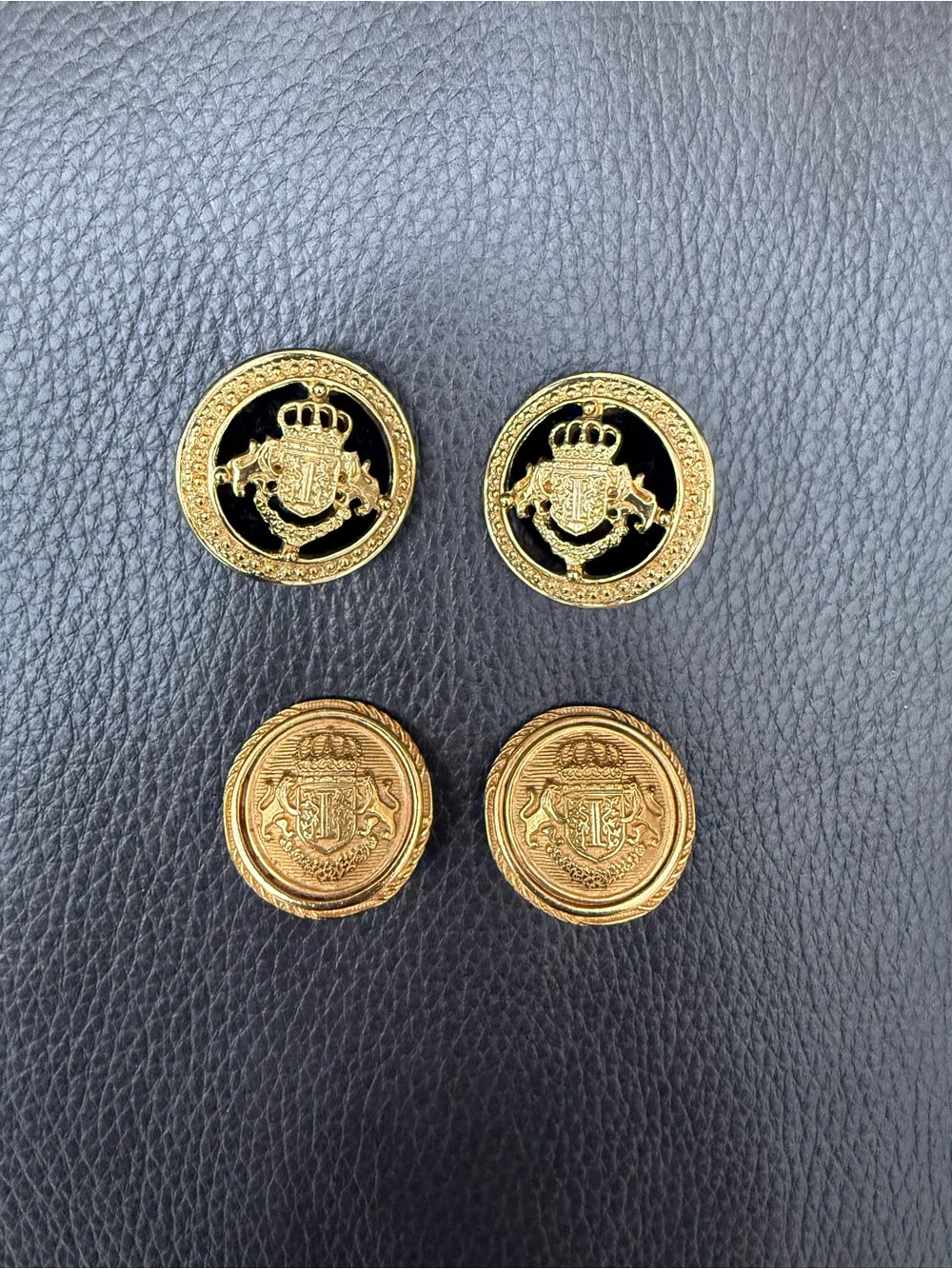 Vintage Women’s Gold Crest Button Clip Back Ivana Trump Earrings 2 pairs for $20